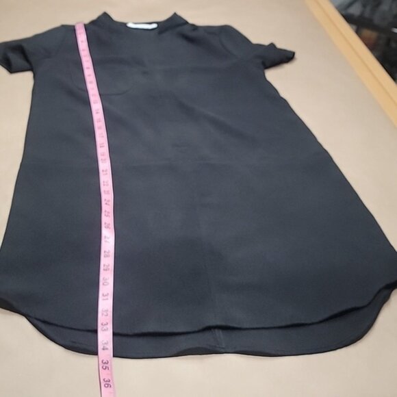 Lush Size XS Black "All In Favor" Crepe Shift Dress, V-Neck, Rounded Hem - Picture 11 of 15